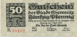 Chemnitz - Stadt - 1.4.1917 - 31.12.1918 - 50 Pfennig