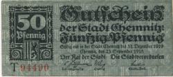 Chemnitz - Stadt - 23.9.1918 - 31.12.1919 - 50 Pfennig