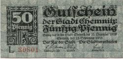 Chemnitz - Stadt - 23.9.1918 - 31.12.1919 - 50 Pfennig