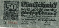 Chemnitz - Stadt - 23.9.1918 - 31.12.1919 - 50 Pfennig