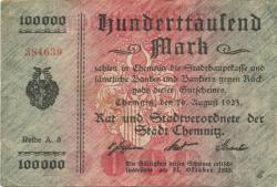 Chemnitz - Stadt - 10.8.1923 - 100000 Mark