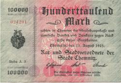 Chemnitz - Stadt - 10.8.1923 - 100000 Mark