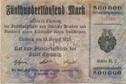 Chemnitz - Stadt - 10.8.1923 - 500000 Mark