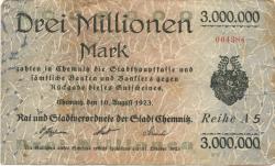 Chemnitz - Stadt - 10.8.1923 - 3 Millionen Mark