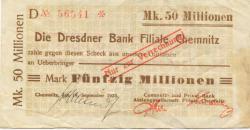 Chemnitz - Commerz- und Privat-Bank AG, Filiale Chemnitz - 19.9.1923 - 50 Millionen Mark