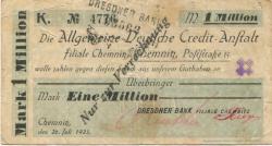 Chemnitz - Dresdner Bank, Filiale Chemnitz - 26.7.1923 - 1 Million Mark