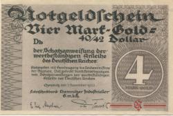 Chemnitz - Lohnscheckbank Chemnitzer Industrieller GmbH - 1.11.1923 - 15.12.1923 - 4 Gold-Mark 