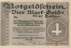 Chemnitz - Lohnscheckbank Chemnitzer Industrieller GmbH - 1.11.1923 - 15.12.1923 - 4 Gold-Mark