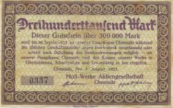 Chemnitz - Moll-Werke AG - 4.8.1923 - 30.9.1923 - 300000 Mark