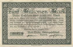 Chemnitz - Moll-Werke AG - 30.8.1923 - 31.10.1923 - 5 Millionen Mark