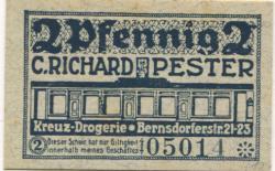 Chemnitz - Pester, C. Richard, Kreuz-Drogerie, Bernsdorfer Str. 21-23 - -- - 2 Pfennig