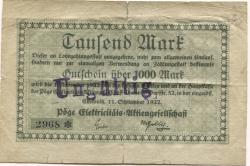 Chemnitz - Pöge Elektricitäts-AG, Dorfstr. 52 - 11.9.1922 - 1.11.1922 - 1000 Mark