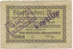 Chemnitz - Pöge Elektricitäts-AG, Dorfstr. 52 - 11.9.1922 - 15.12.1922 - 500 Mark 