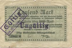 Chemnitz - Pöge Elektricitäts-AG, Dorfstr. 52 - 11.9.1922 - 5.2.1923 -1000 Mark
