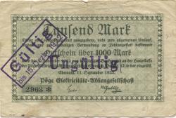 Chemnitz - Pöge Elektricitäts-AG, Dorfstr. 52 - 11.9.1922 - 5.2.1923 -1000 Mark 