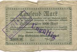 Chemnitz - Pöge Elektricitäts-AG, Dorfstr. 52 - 11.9.1922 - 5.2.1923 -1000 Mark