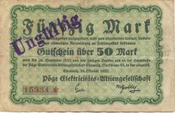 Chemnitz - Pöge Elektricitäts-AG, Dorfstr. 52 - 26.10.1922 - 5.2.1923 - 50 Mark