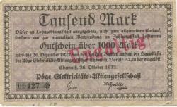Chemnitz - Pöge Elektricitäts-AG, Dorfstr. 52 - 26.10.1922 - 5.2.1923 - 1000 Mark