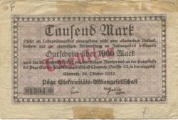 Chemnitz - Pöge Elektricitäts-AG, Dorfstr. 52 - 26.10.1922 - 5.2.1923 - 1000 Mark
