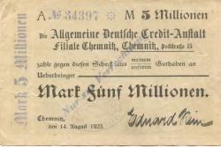 Chemnitz - Rein, Eduard, Geschäftsbücher-Fabrik - 14.8.1923 - 5 Millionen Mark