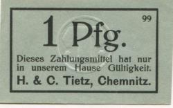 Chemnitz - Tietz, H. & C. - -- - 1 Pfennig