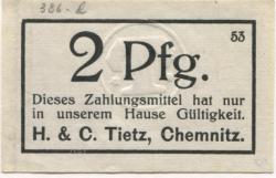 Chemnitz - Tietz, H. & C. - -- - 2 Pfennig 