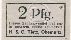 Chemnitz - Tietz, H. & C. - -- - 2 Pfennig
