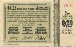 Clausthal - Staatliche Oberharzer Berg- und Hüttenwerke zu Clausthal; Staatliche Berginspektion zu Vienenburg; Staatliche Unterharzer Berg- und Hüttenwerke in Oker - 1.11.1923 - 0.21 Goldmark