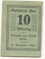 Cleve (heute: Kleve) - Stadt - 25.12.1920 - 10 Pfennig