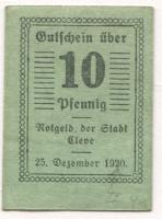 Cleve (heute: Kleve) - Stadt - 25.12.1920 - 10 Pfennig
