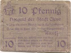 Cleve (heute: Kleve) - Stadt - 14.9.1921 - 10 Pfennig