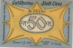 Cleve (heute: Kleve) - Stadt - 1921 - 50 Pfennig