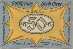 Cleve (heute: Kleve) - Stadt - 1921 - 50 Pfennig
