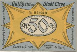 Cleve (heute: Kleve) - Stadt - 1921 - 50 Pfennig