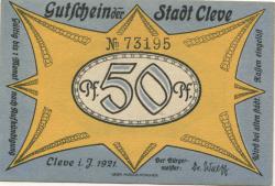 Cleve (heute: Kleve) - Stadt - 1921 - 50 Pfennig