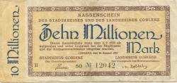 Coblenz (heute: Koblenz) - Stadt und Kreis - 20.8.1923 - 1.9.1923 - 10 Millionen Mark