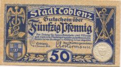 Coblenz (heute: Koblenz) - Stadt - 1.1.1919 - 50 Pfennig