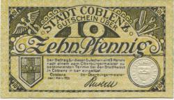 Coblenz (heute: Koblenz) - Stadt - 1.3.1920 - 10 Pfennig