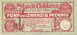 Coblenz (heute: Koblenz) - Stadt - 1.3.1920 - 25 Pfennig
