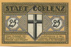 Coblenz (heute: Koblenz) - Stadt - 1.5.1921 - 25 Pfennig