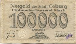 Coburg - Stadt - 15.8.1923 - 1.10.1923 - 100000 Mark