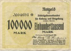 Coburg - Arbeitgeberverband für Coburg und Umgebung eV - 22.8.1923 - 100000 Mark
