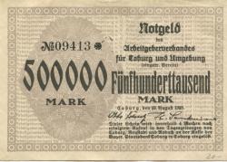 Coburg - Arbeitgeberverband für Coburg und Umgebung eV - 22.8.1923 - 500000 Mark