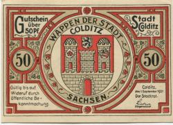 Colditz - Stadt - 1.9.1921 - 50 Pfennig
