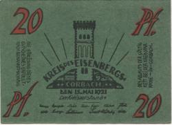 Corbach (heute: Korbach) - Kreis des Eisenbergs - 15.5.1921 - 25 Pfennig