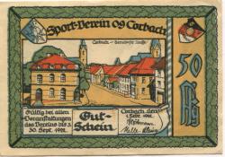 Corbach (heute: Korbach) - Sport-Verein 09 - 1.2.1922 - 30.9.1922 - 50 Pfennig