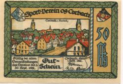 Corbach (heute: Korbach) - Sport-Verein 09 - 1.2.1922 - 30.9.1922 - 50 Pfennig