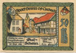 Corbach (heute: Korbach) - Sport-Verein 09 - 1.2.1922 - 30.9.1922 - 50 Pfennig