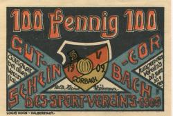 Corbach (heute: Korbach) - Sport-Verein 09 - 1.2.1922 - 30.9.1922 - 100 Pfennig