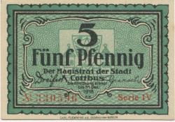 Cottbus - Stadt - - 31.12.1918 - 5 Pfennig